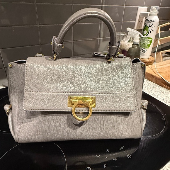 Salvatore Ferragamo  Sofia Gancini Shoulder Handbag (Grey Leather) - Picture 3 of 8